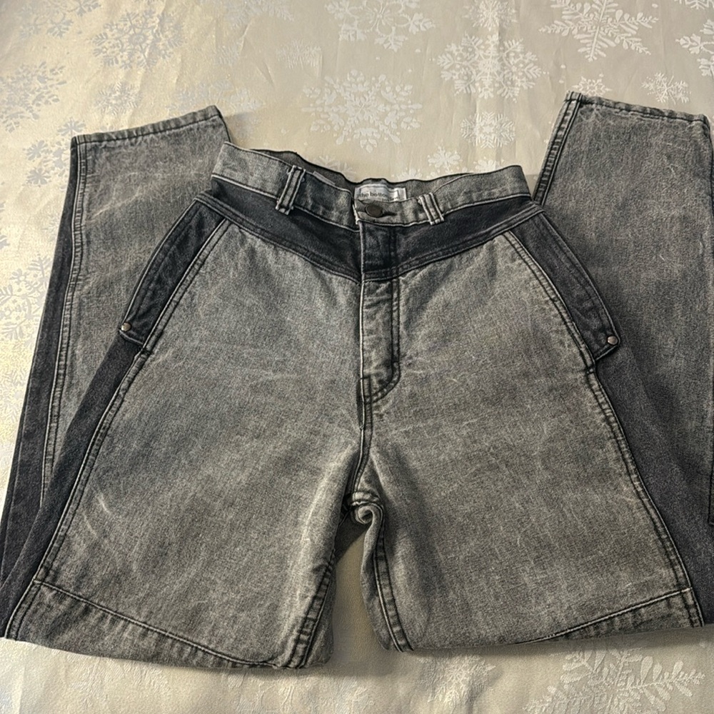 UNIQUE Vintage Gray Jeans with Dark Gray Side Panels